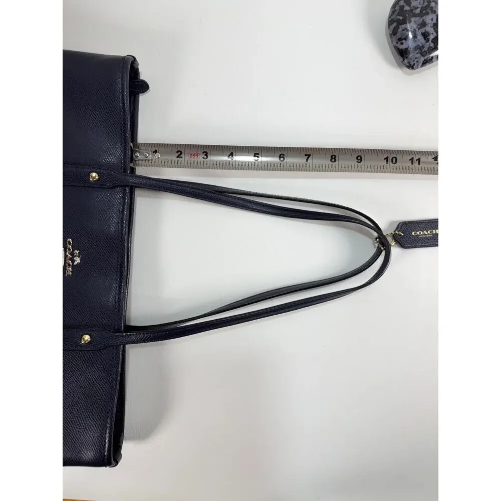 Coach Gallery Tote Bag Navy Blue Crossgrain Leather Gold Hardware F79608